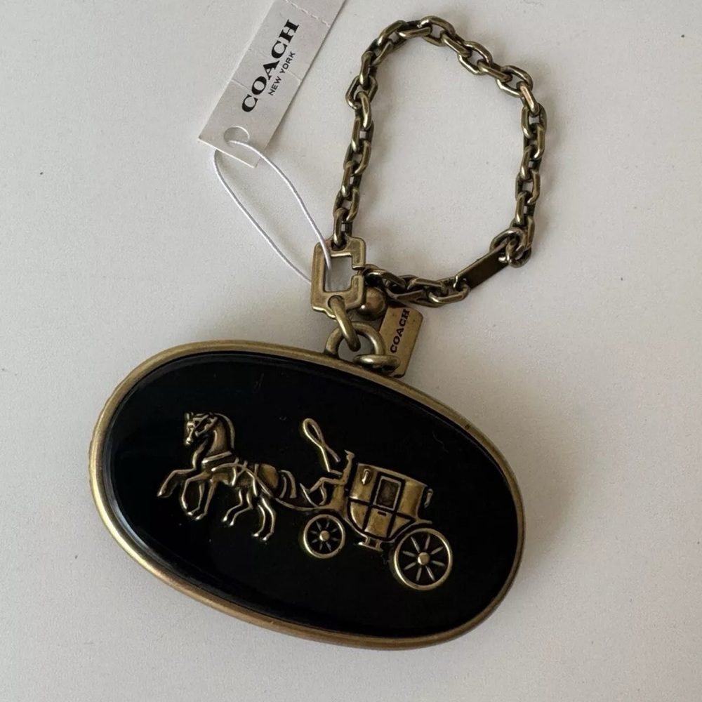 Coach Black and Gold Circular Keychain